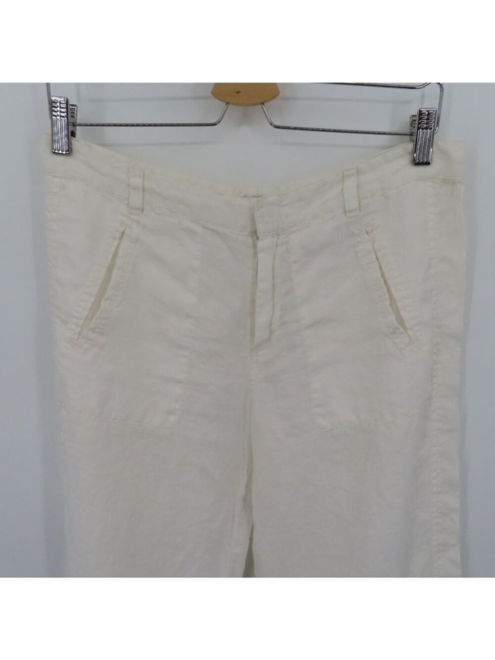 Joie Women 8 Wide Leg Utility Pants All Linen Square Pockets White Flat Front - Picture 2 of 13